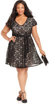 Thumbnail for your product : Love Squared Plus Size Short-Sleeve Lace A-Line Dress
