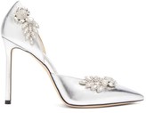 Thumbnail for your product : Jimmy Choo Teja 100 Crystal-brooch Leather D'orsay Pumps - Silver