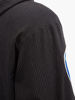 Ahluwalia Pinstriped Upcycled Cotton-blend Hooded Sweatshirt - Black Blue