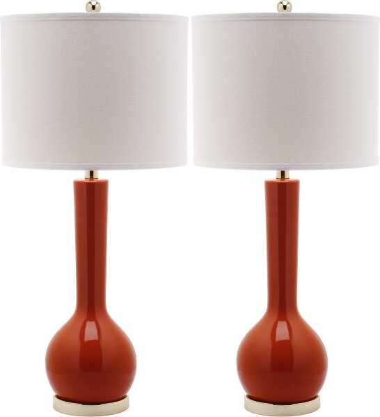 Safavieh Mae Long Neck Table Lamp (Set of 2) - 30.5 Inch Height - LIT4091 - Orange