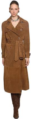 Etro Suede Trench Coat W/ Jeweled Buttons