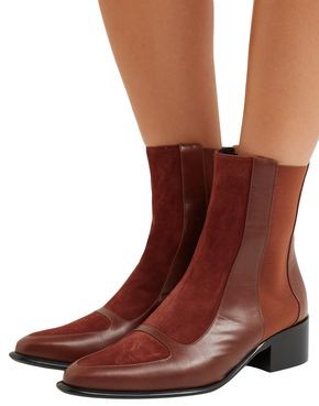Loewe Leather And Suede Ankle Boots