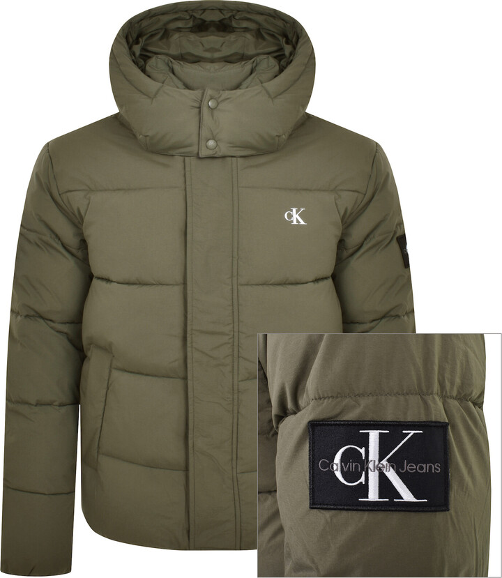 Calvin Klein Jeans Hooded Puffer Jacket Khaki ShopStyle