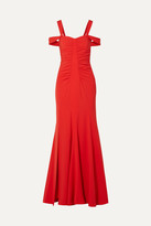 Thumbnail for your product : Halston Cold-shoulder Ruched Stretch-crepe Gown
