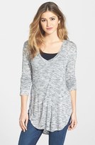 Thumbnail for your product : RD Style Striped Shirttail Hem V-Neck Tee