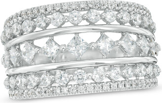Zales 1-1/2 CT. T.w. Diamond Multi-Row Art Deco Ring in 10K White