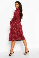 Thumbnail for your product : boohoo Ditsy Floral Long Sleeve Midi Smock Dress