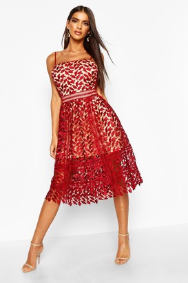 boutique crochet lace strappy midi dress
