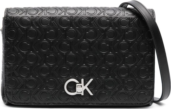 Calvin Klein Masonite Faux Leather Convertible Crossbody Bag in Black