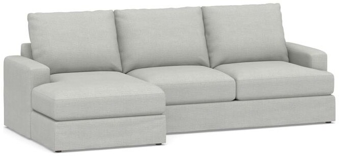 Pottery Barn Canyon Square Arm Slipcovered Sofa Double Wide Chaise Sectional Shopstyle