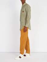 Thumbnail for your product : Gucci Embroidered Checked Linen Shirt - Mens - Blue