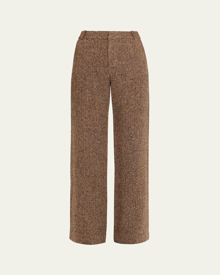 L'Agence Livvy Herringbone Straight-Leg Trousers