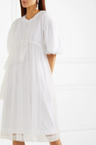Thumbnail for your product : Simone Rocha Gathered Tulle And Cotton-jersey Midi Dress - White