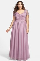 Thumbnail for your product : Adrianna Papell Beaded Flutter Sleeve Gown (Plus Size)