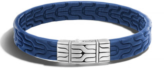 John Hardy Classic Chain Men's Leather Bracelet, Silver/Blue
