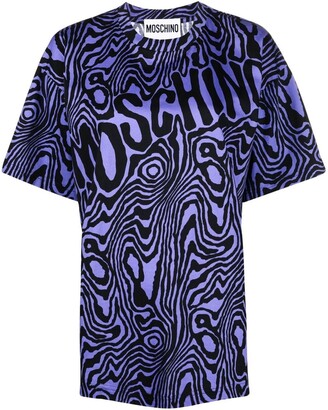 Moschino zebra-print round-neck T-shirt