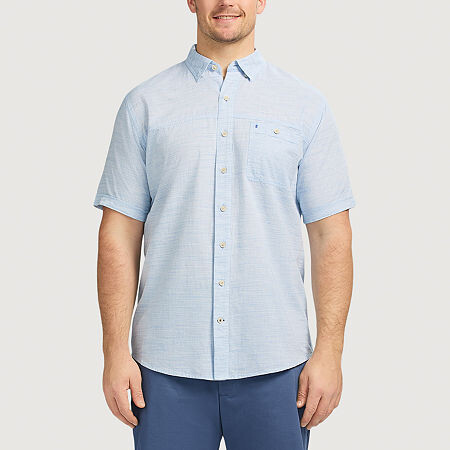 Izod Dockside Chambray Mens Short Sleeve Classic Fit Stretch Fabric Big and Tall Button-Down Shirt