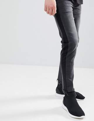 ASOS Design Slim Jeans In Washed Black With Side Stripe