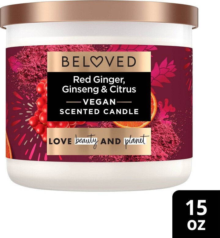 Beloved Love & Energize Red Ginger, Ginseng & Citrus 3Wick Vegan