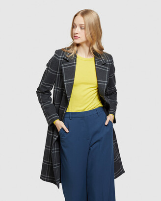 Oxford Women's Grey Winter Coats - Ruby Wool Rich Check Coat