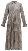 Thumbnail for your product : Ganni Gingham Crepe Tiered Maxi Dress - Womens - Black White