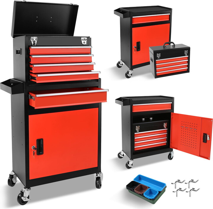 Leumius 5-Drawer Rolling Tool Chest, High Capacity Tool Storage Cabinet W/Lockable Wheels