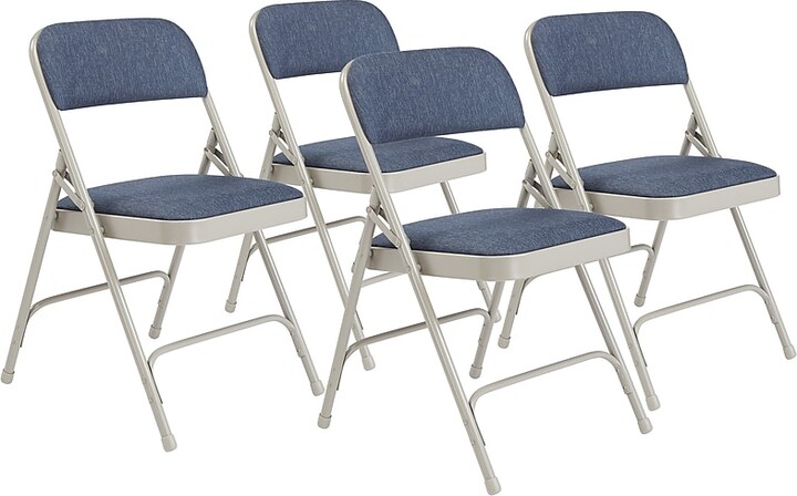 National Public Seating NPS 2200 Series Fabric Padded Premium Folding Chairs, Imperial Blue, 4/Pack (2205/4)