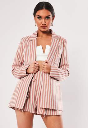 Missguided Nude Stripe Co Ord Button Front Tailored Blazer