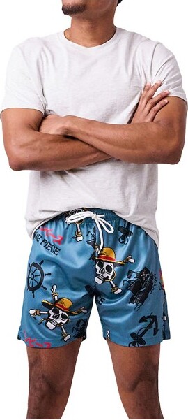 One Piece OnePieceLiveActionStrawHatPirateiconsAll-OverPrintMen'sDarkBlueActiveMeshShorts-Small