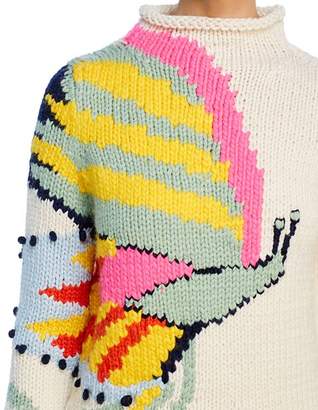 Tory Burch Hand-Knit Butterfly Wool Sweater