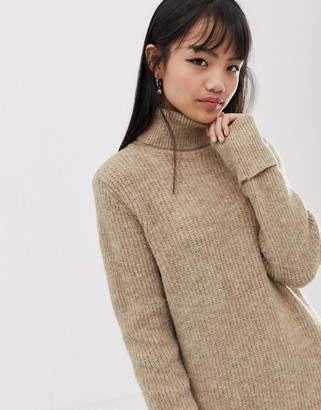 asos design jumper dress in midi length with side splits