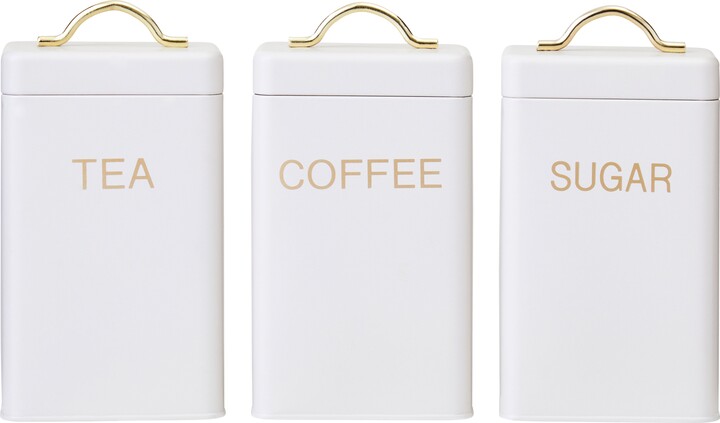 Interiors by Premier 3-Piece Cream Gold Tea Coffee Sugar