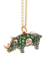 Thumbnail for your product : Bibi Van Der Velden - Rhino Diamond, Tsavorite & 18kt Gold Necklace - Green
