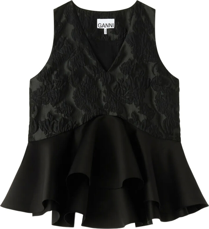 Ganni Floral Ruffled Top