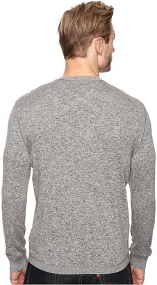 John Varvatos Long Sleeve Henley Sweater with Coverstitch Detail Y1443S4B