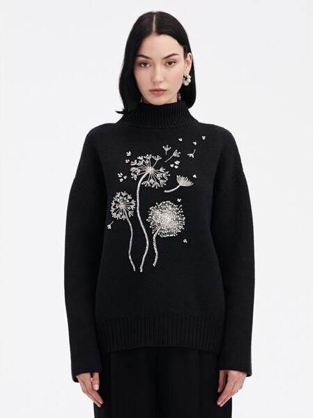 ODLR Dandelion Crystal Embroidered Pullover