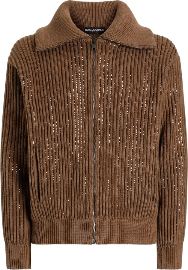 Dolce & Gabbana Zip-Up Ribbed Cardigan