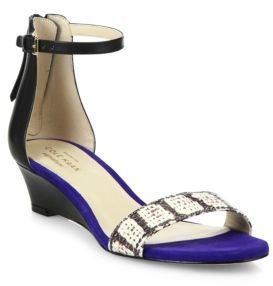 Cole Haan Adderly Snake-Print Leather Ankle-Strap Wedge Sandals