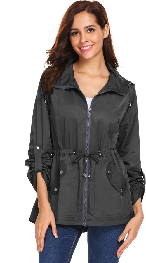 Meaneor Womens Lightweight Waterproof Rain Jacket Active Outdoor Hooded Raincoat Pockets 