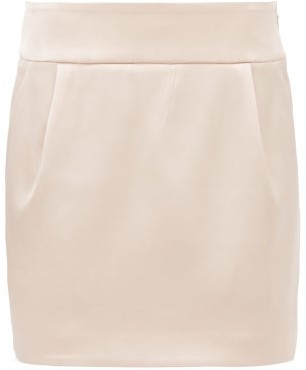 light pink satin mini skirt