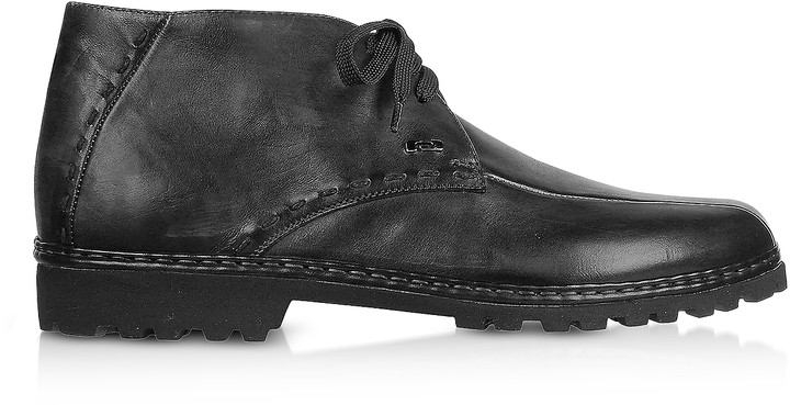 Pakerson Black Handmade Italian Leather Ankle Boots - ShopStyle