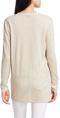 Saks Fifth Avenue COLLECTION Plaited Shine Open-Front Cardigan