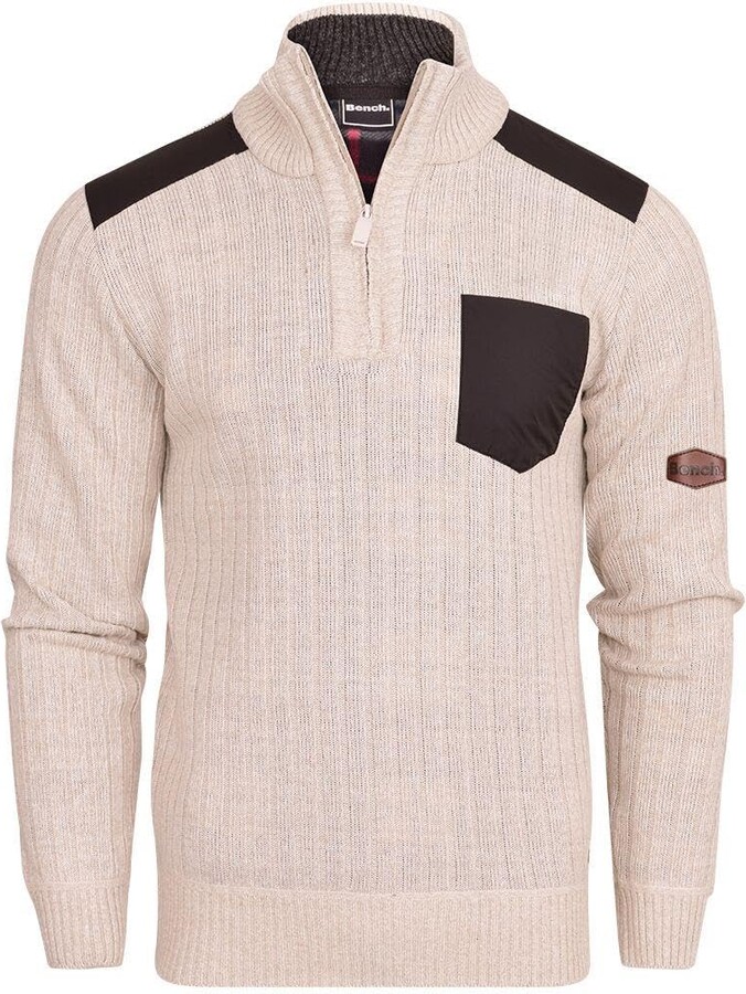 Zip Sweater Ab Men's Marled Fleece Front Quarter Length