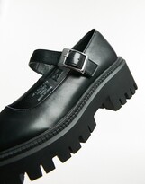 Thumbnail for your product : Topshop Wide Fit Amy chunky flat shoe with buckle in black