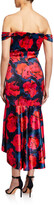Thumbnail for your product : Parker Black Cesarina Printed Satin Off-the-Shoulder High-Low Gown