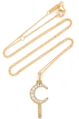 Monica Rich Kosann Women's Crescent Moon Pocket Watch Key 18K Gold and Diamond Necklace - Gold - Moda Operandi