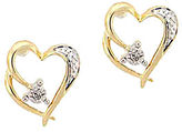 Thumbnail for your product : Lord & Taylor 14 Kt. Yellow Gold Heart Earrings with Diamond Accents