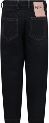 N°21 Black Jeans For Kids With Logo