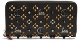 Thumbnail for your product : Christian Louboutin Panettone Embellished Zip-around Leather Wallet - Black Gold