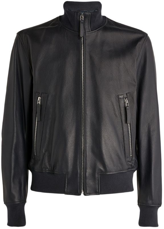 HUGO BOSS Leather Bomber Jacket - ShopStyle